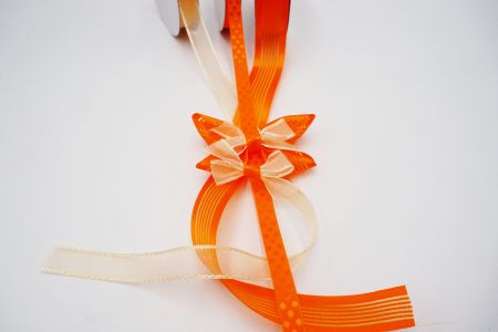 Charming Orange Tone Sheer Ribbon Set - Charming Orange Tone Sheer Ribbon Set